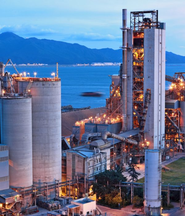 cement factory at night